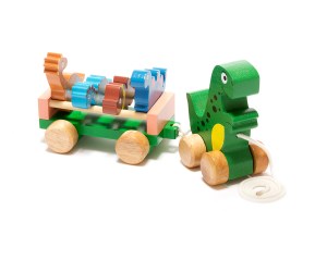 Pullalong wooden dinosaur toy